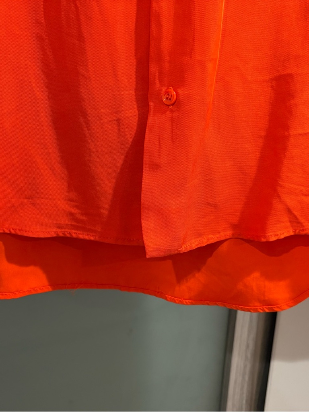 Zara Bold Red-Orange Long Sleeve Button Shirt - Picture 4 of 10